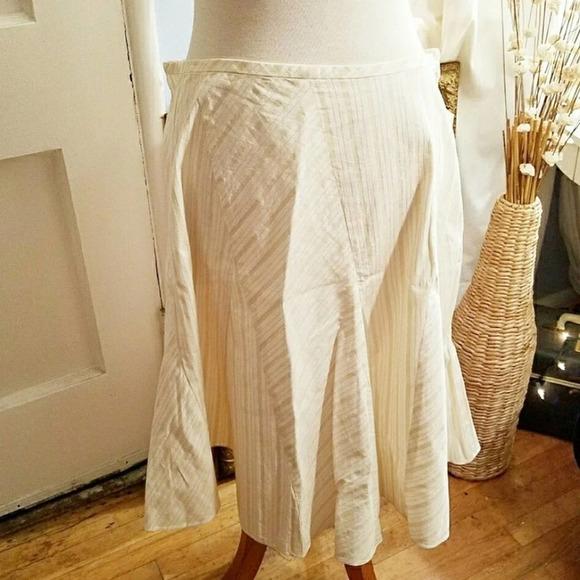 DKNY Cotton Skirt / Cream With Yellow Stripes - Size 14 / NWT - Picture 4 of 8